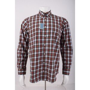Castaway Nantucket Island Mens Oxford Shirt Size S White Red Green Plaid NWT